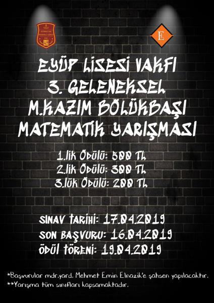 3. M Kazım Bölükbaşı Matematik Yarışması 